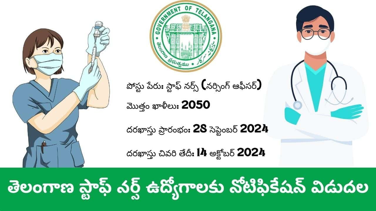 Big Breaking 2050 Telangana Staff Nurse Recruitment